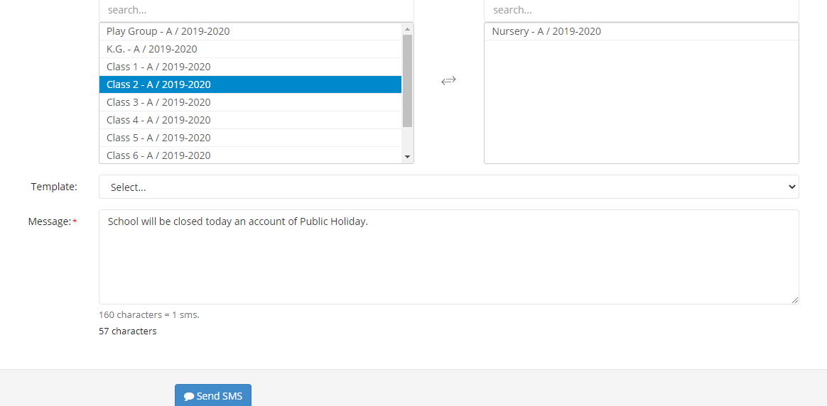 SMS - WUSA School management